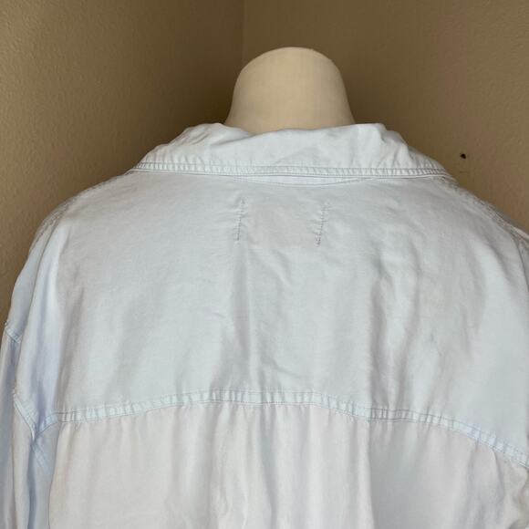 BABATON Cropped Boxy Fit Button-Up Top Powder Blue Size Medium - Picture 10 of 11